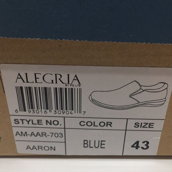 NIB Alegria Aaron Blue Suede Slip On Shoes - Size 43 EU 9.5 US (W US 13)